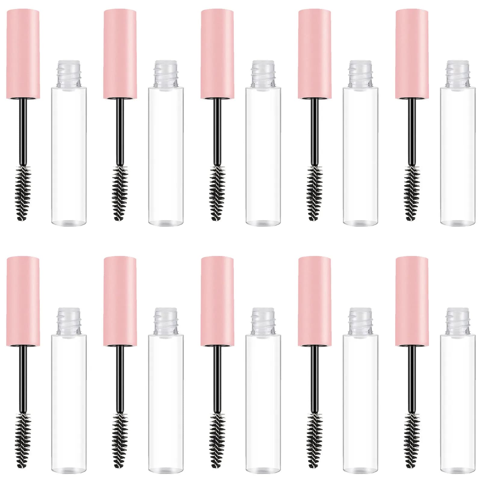 10 Pezzi Tubetto Trasparente Ricaricabile per Mascara 10ml, Contenitore Vuoto Fai-da-te per Crema Ciglia, Portatile da Viaggio con Tappo Sigillato per Mascara
