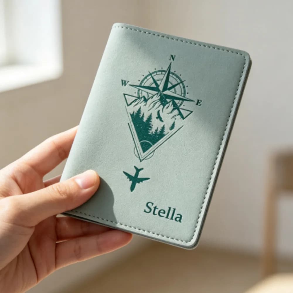 1pc Personalized Airplane Logo Custom PU Passport Holder, Unisex Travel Wallet For Outdoor Vacation Trips