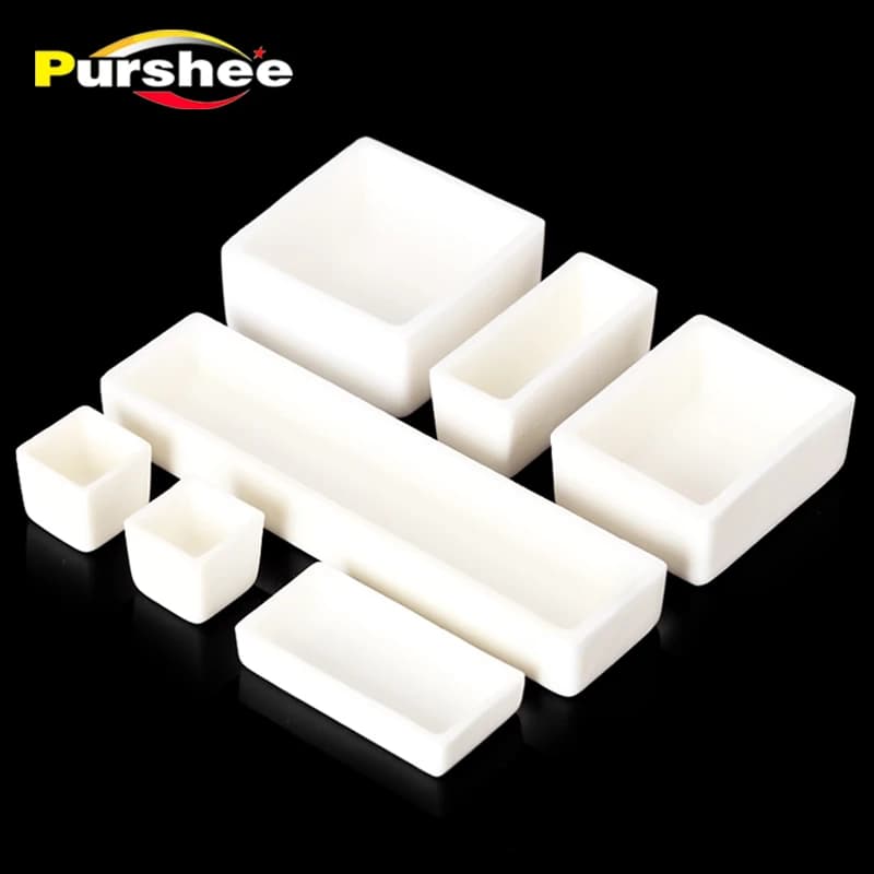 Crogiolo Quadrato in Allumina al 99% ad Alta Purezza, Resistente alle Alte Temperature, Disponibile in Diverse Misure, Personalizzabile, in Ceramica per Laboratorio