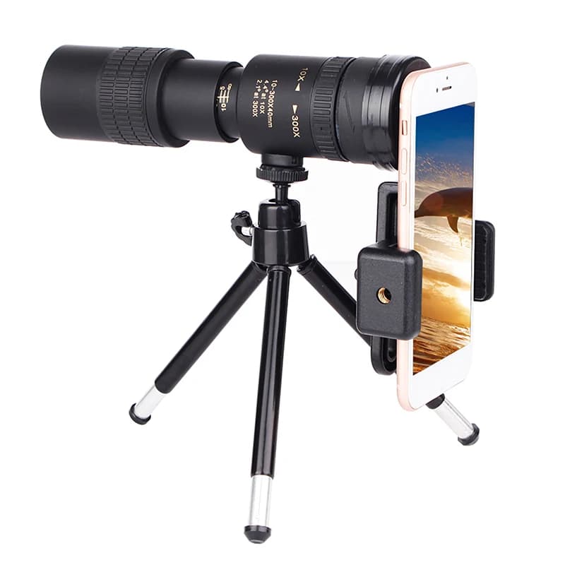 Monocolo Professionale con Zoom 300X40 per Esterni, Telescopio a Lungo Raggio, Binocolo per Foto con Smartphone