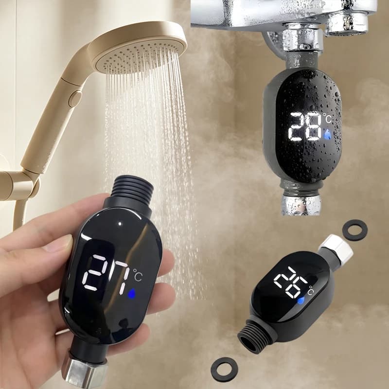 Set da 1/2 Pezzi: Termometro Digitale LED Impermeabile per Doccia, Monitor Intelligente per il Bagno del Bambino, Preciso, Sicuro, con Spegnimento Automatico, Durevole