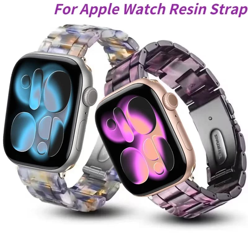 Resin Strap For Apple Watch Ultra 3/2/1 49mm 11 1 0 9 8 7 6 5 SE3 Women's Fashion Bracelet iWatch 46mm 42mm 45mm 41mm 44mm 40mm