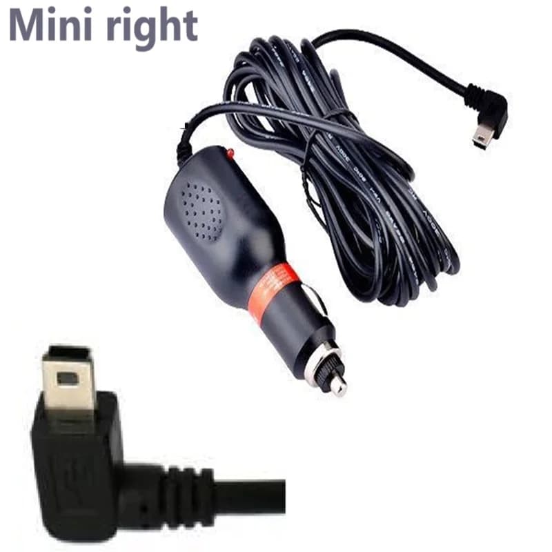 5V 2A Mini USB destro Dash Cam Adattatore per caricabatteria per auto Accendisigari Presa per caricabatterie Lunghezza cavo per Garmin Car GPS DVR Ricarica