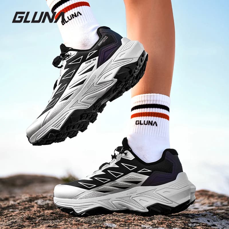 GLUNA Full Waterproof Trail Running Shoes Men Women Carbon Plate Super Rebound Anti-slip Outdoor Hiking Sneakers 86889