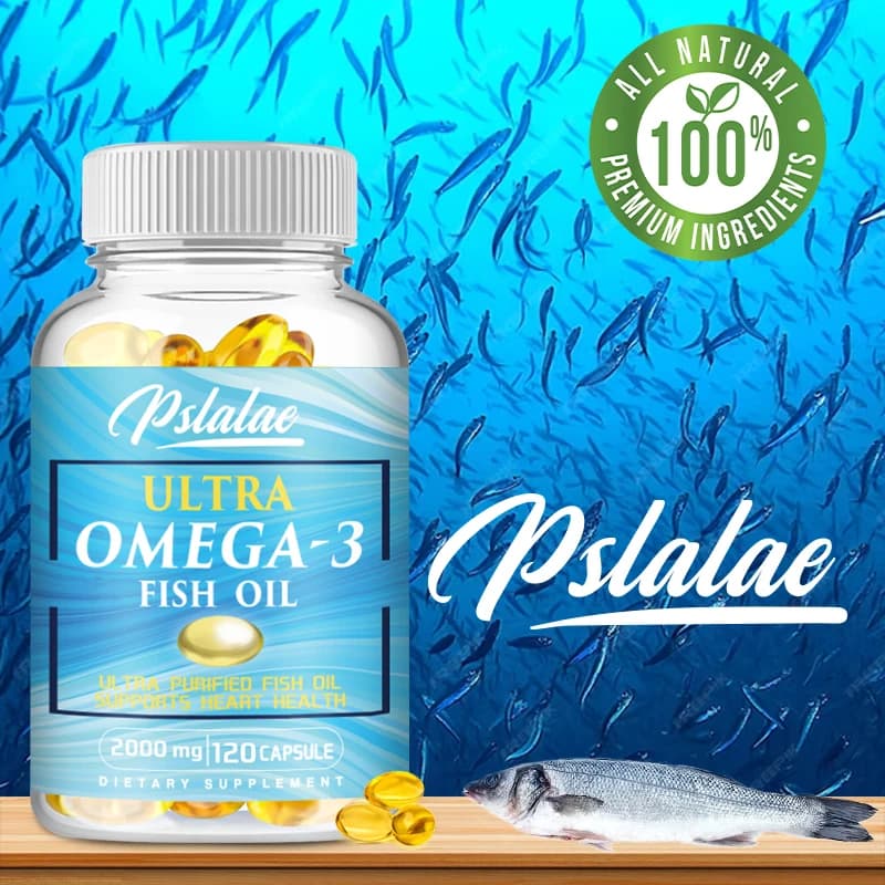 Omega 3 Fish Oil - Fish Oil EPA DHA Omega 3 supplement with immune booster brain vitamins, mood support