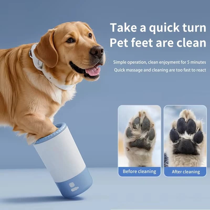 Lavapiedi Elettrico per Animali Domestici, Pulitore Automatico Rapido per Zampe di Cani, Portatile, Silenzioso e Impermeabile
