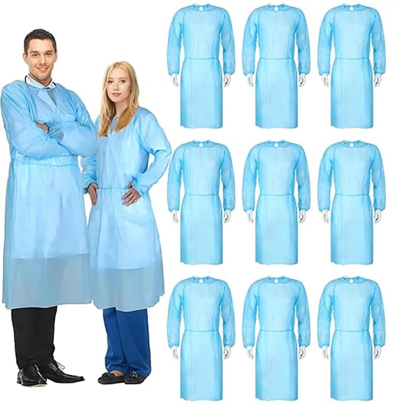 Set da 10 pezzi di indumenti isolanti monouso, indumenti protettivi PPE, polsini elastici, prevenzione polvere e sporco industriale/giornaliero