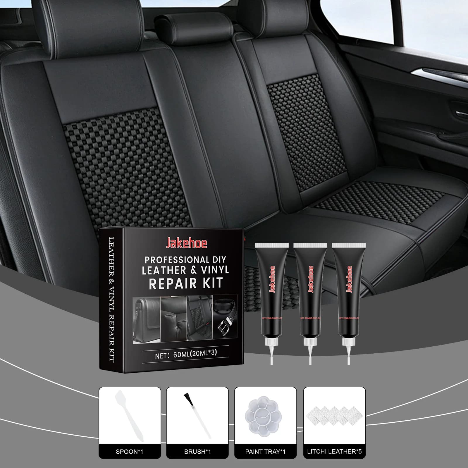 Kit di ricondizionamento in pelle per riparazione sedili interni auto Set completo per borsa, scarpe, pulizia dei mobili, protezione dei prodotti in pelle