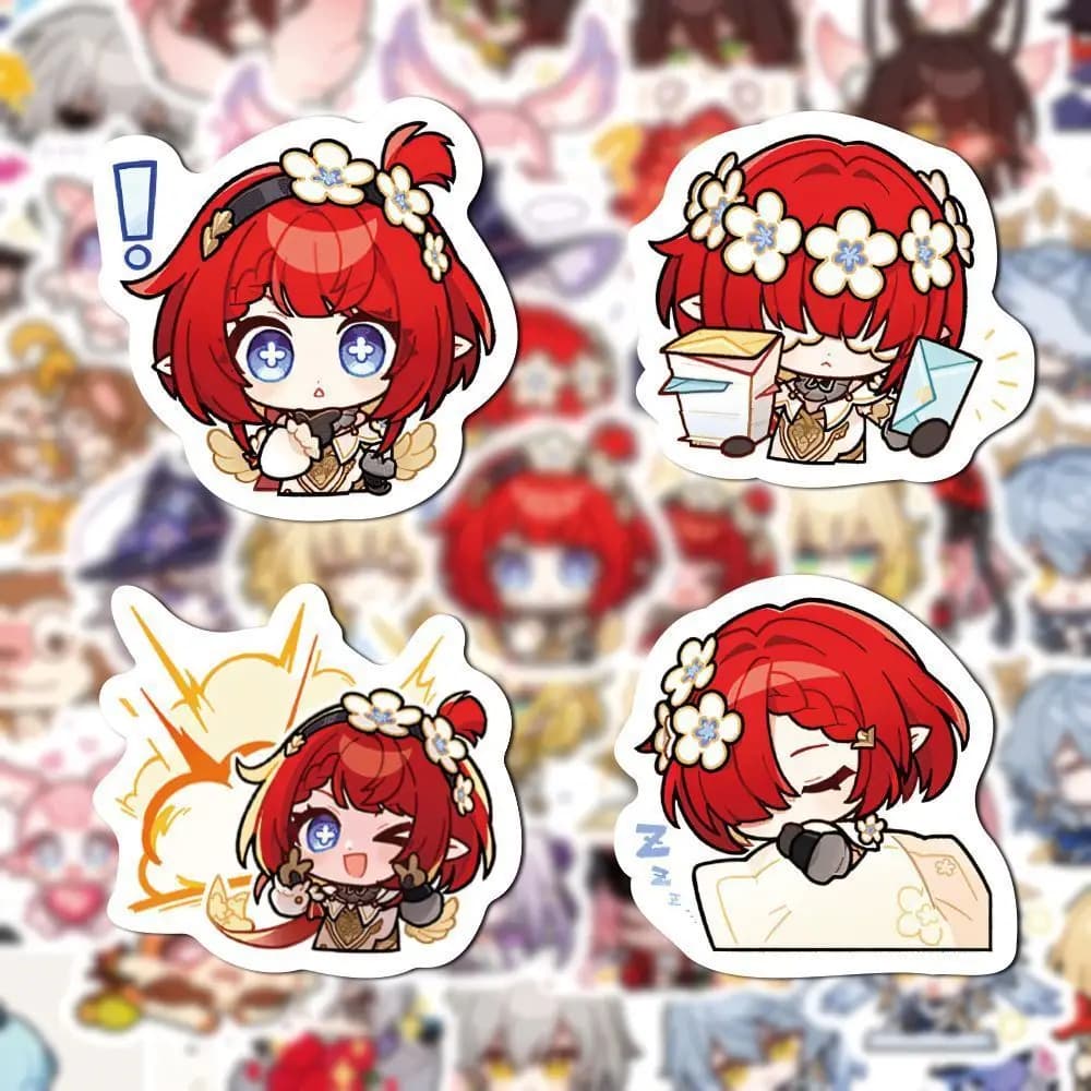 204 Pezzi Adesivi Honkai Star Rail Kiana Fengjin Versione Q Carina Cartone Animato Anime Gioco DIY Decalcomanie Impermeabili per Custodie Telefono Laptop