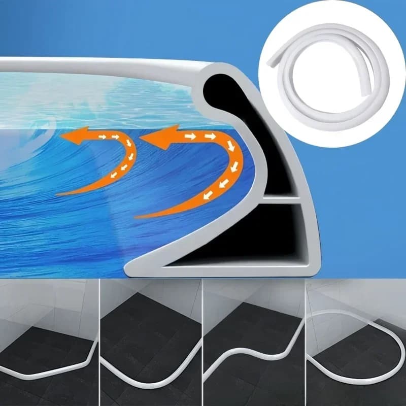 Tappo per acqua in silicone Striscia di ritenzione dell'acqua flessibile autoadesiva pieghevole Porta del bagno Separazione asciutta e bagnata Barriera diga per doccia