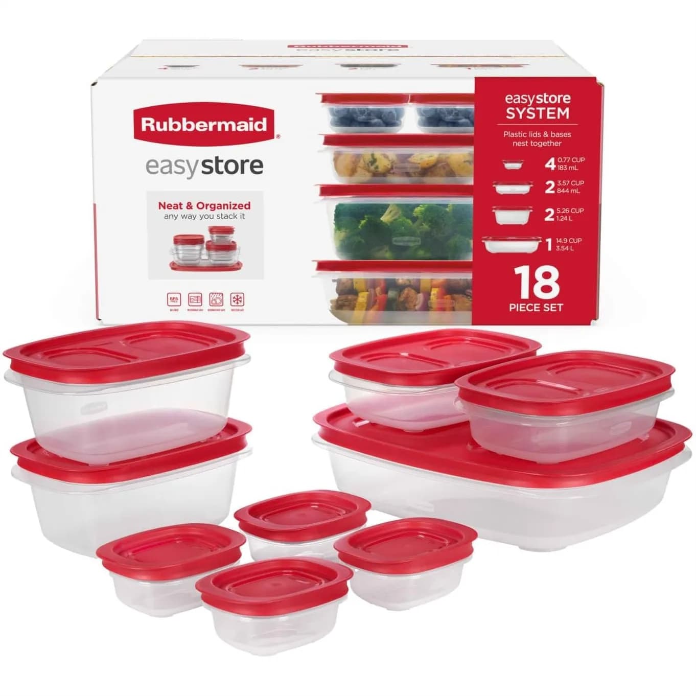 Food Storage Containers with Lids 18-Piece Set for Easy Stacking and Carrying
