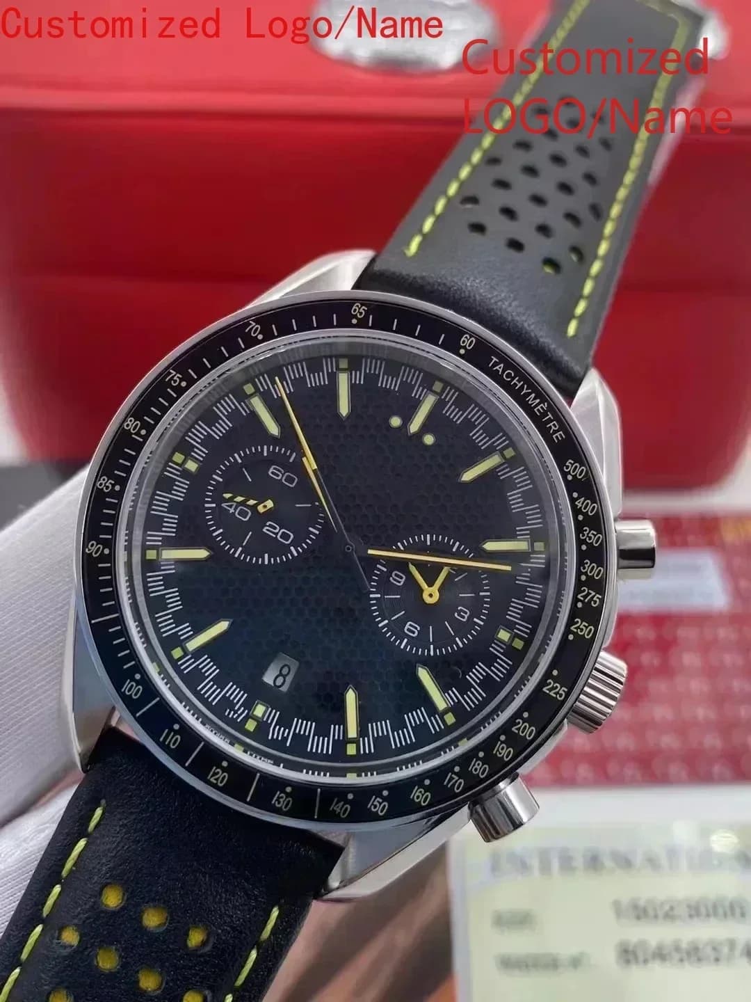 Men's Automatic mechanical watch A191, stainless steel, Luminous, with Black Leather Strap, Sporty and Fashion, Customizable