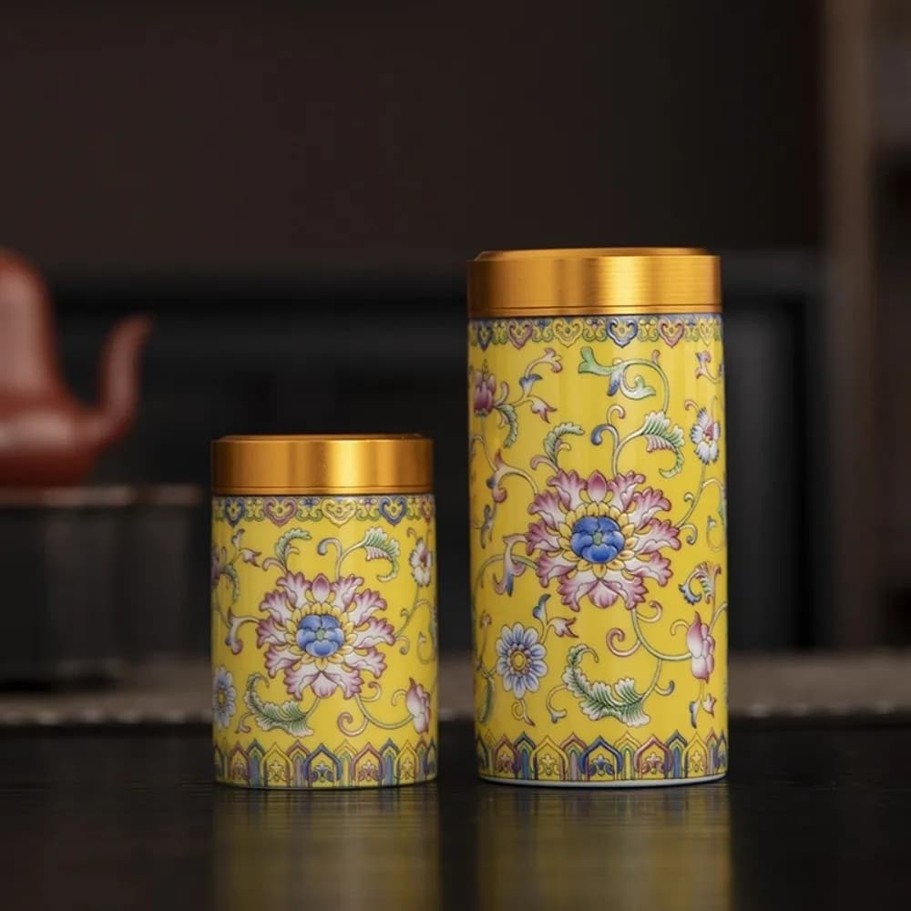 Ceramic Empty Tea Tin Can Mini Chinese Style Tea Packaging Box Portable Moisture-proof Green Tea Canister Candy Containers