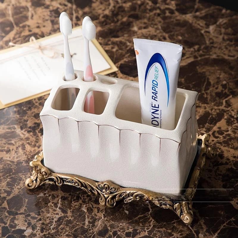 Set di Accessori per Bagno in Ceramica: Portaspazzolino, Portasapone, Dispenser per Lozione, per Toilette e Igiene Personale