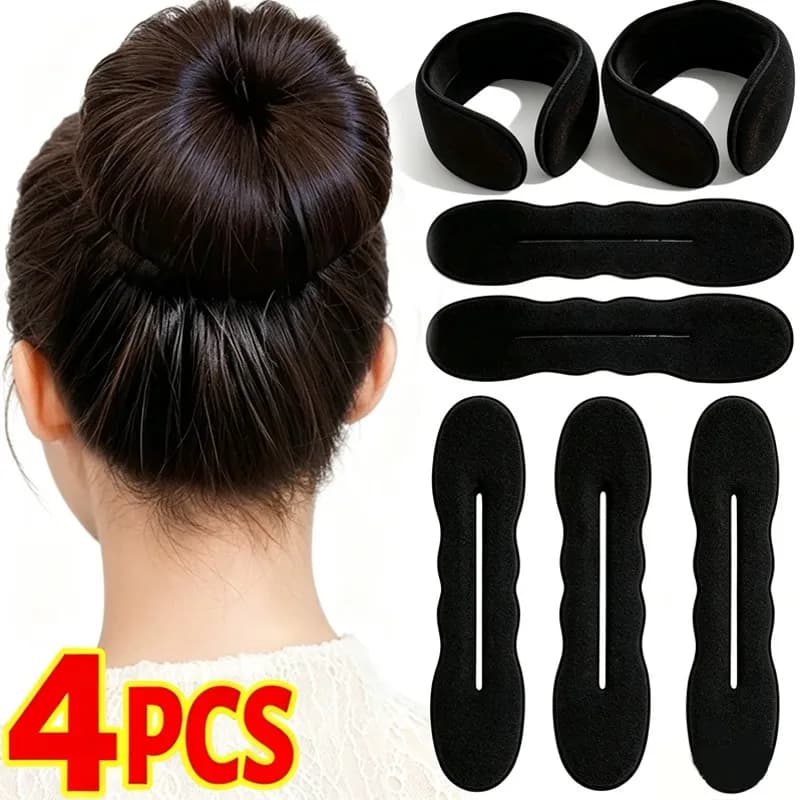 4pcs Sponge Hair Styling Tool Plastic Loop Curly Hair Maker Scrunchie Headband Twist Donut Bun Curler Hairbands Hairstyle Tools