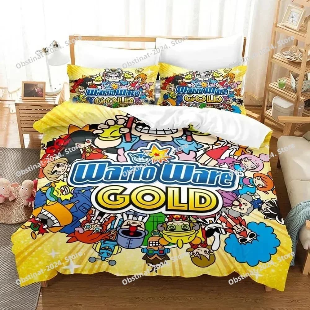 Cartoon Wario Ware Get It Together Set biancheria da letto Copripiumino Set letto Copripiumino Federa Trapunte King Queen Size Ragazzi Adulti