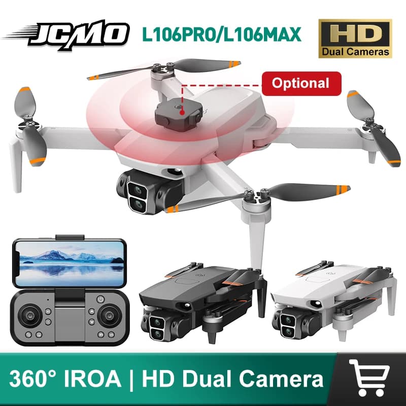 Drone JCMO L106 MAX with Brushless Motor, Double HD Camera, 2.4GHz, 360 ° rotation Portable RC Helicopter with Intelligent Obstacles Avoidance, Gift Toy