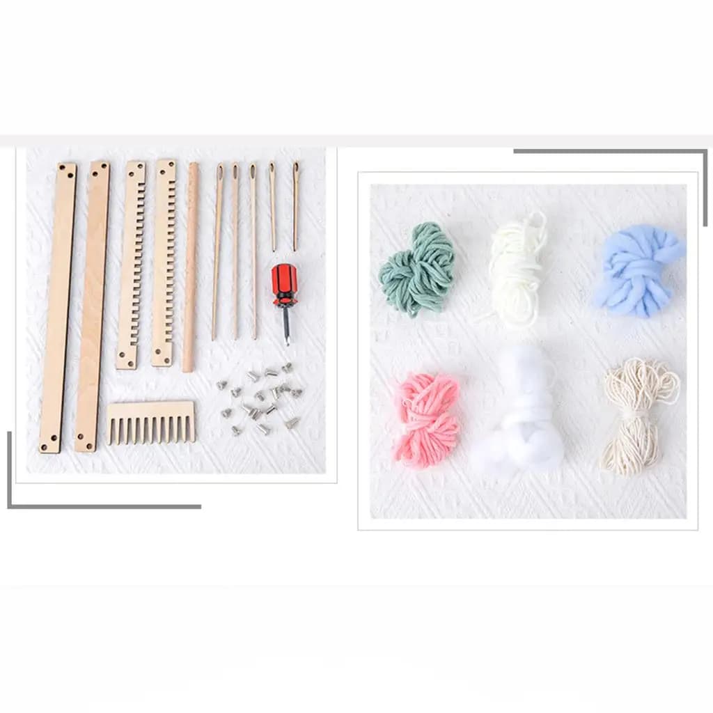 Wooden Weaving Loom Kit with Weaving Needle Tapestry Looms Multi-Craft Knitting Loom for Beginners Weaver Accessories