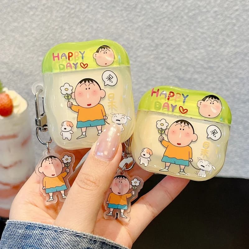 Cute snot Boochan Shin-chan custodia per auricolari custodia per auricolari per AirPods 1 2 3 Pro 4 Pro2 2nd Pro 3 auricolare Bluetooth senza fili