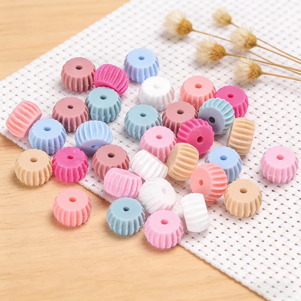 LOFCA 20 pezzi di perline in silicone a forma di lenticchia per la creazione di gioielli, per realizzare braccialetti, portachiavi fai da te, collane, accessori per gioielli