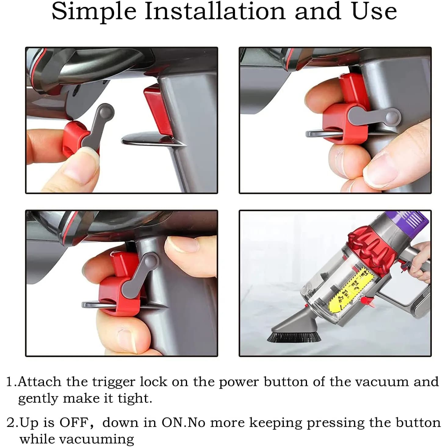 A76I-Switch Button And Trigger Lock For Dyson V11 V10 Vacuum Cleaner Power Button Lock Accessories, Free Your Finger