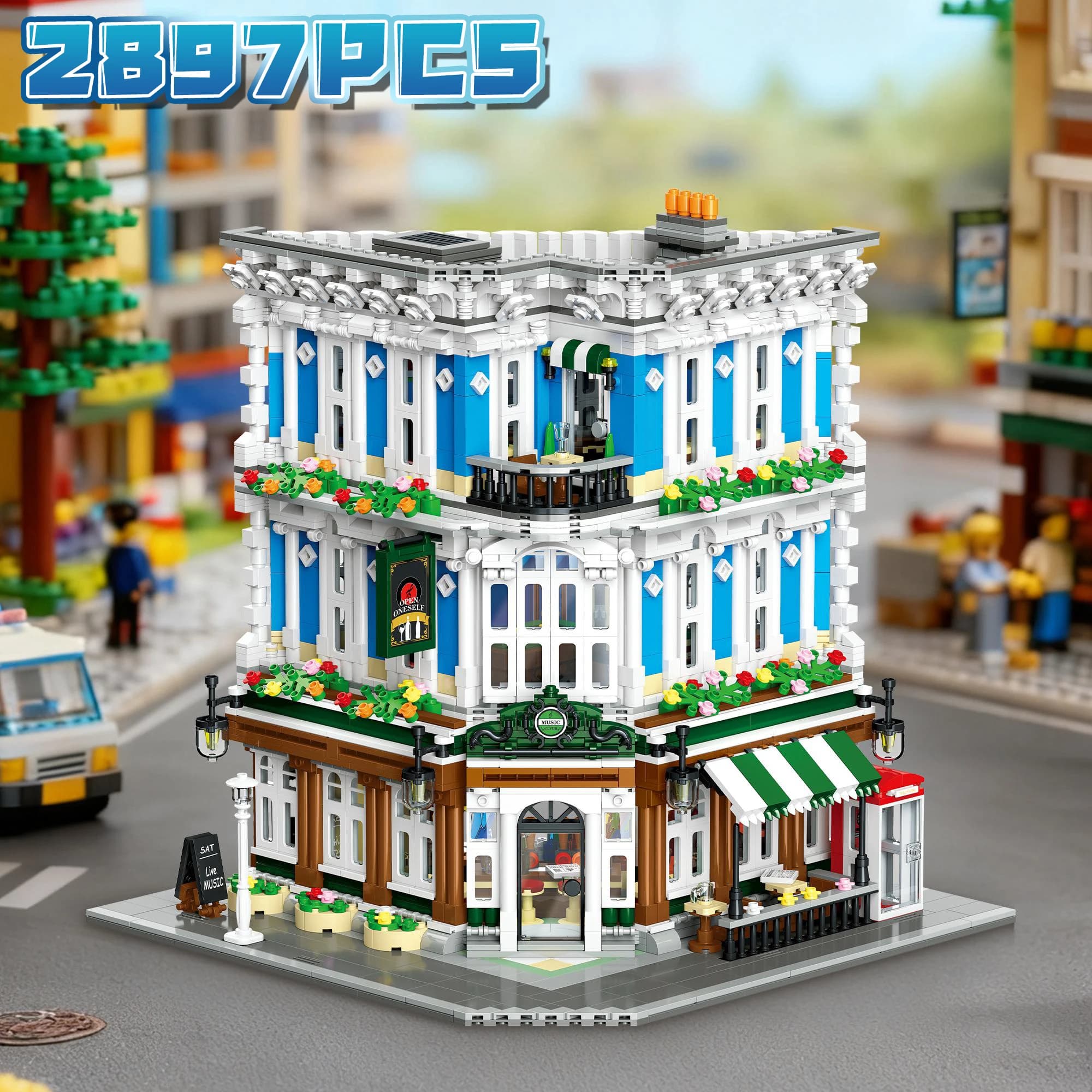 MOC Music Club Blocchi da Costruzione Fai-da-te, Architettura Urbana con Palco e Strumenti, Kit Micro Modellino per Collezionisti Adulti