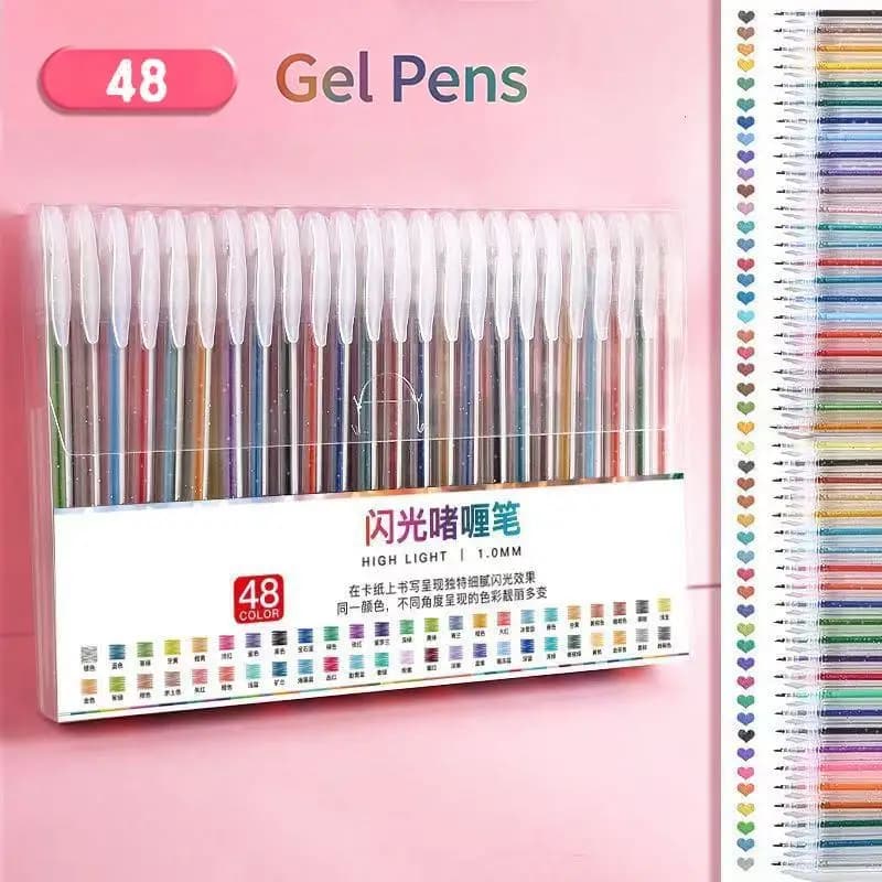 Creative Glitter Gel Pens Set 24/36/48PCS 1.0mm Medium Tips for Crafts Office Use and Home Projects