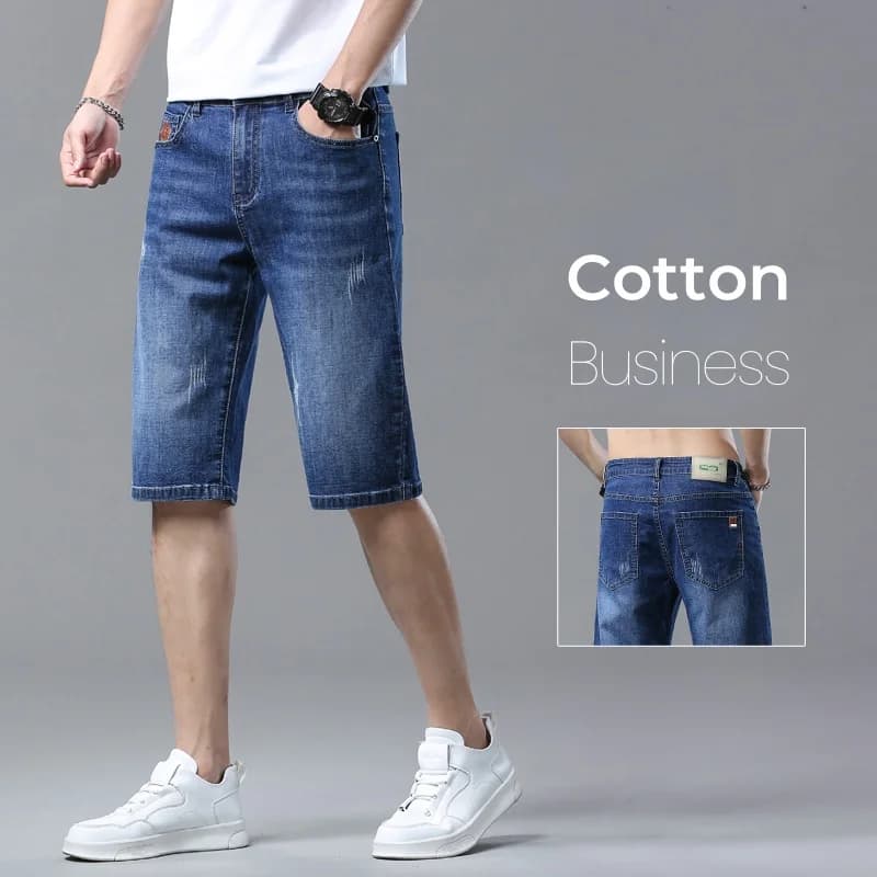 Men's Shorts Summer Straight jeans Shorts Blue Business Fashion Office Shorts Casual Men's Clothing Cotton New Trousers