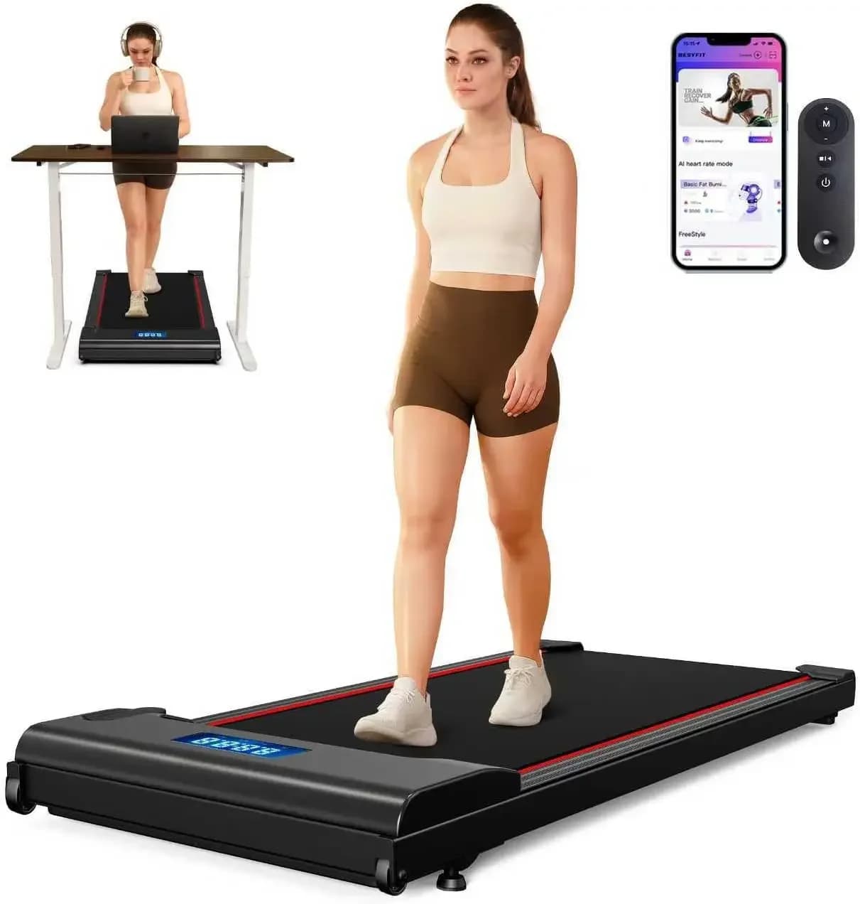 BestsellerWalking Pad Under Desk Treadmill For Home With BLDC Core And Extra-Large Belt, App And Remote Control, Compact For Sma