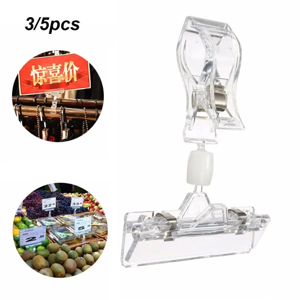 3/5pcs Clear POP Advertising Clips Plastic Sign Display Price Label Tag Clip Holders In Supermarket Retails