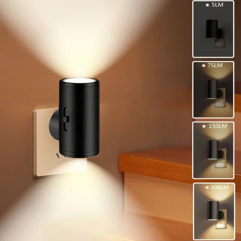 Luce notturna a LED dimmerabile da collegare alla lampada da notte a parete con sensore di luce Accensione/spegnimento automatico dal crepuscolo all'alba per il bagno del corridoio della camera da letto