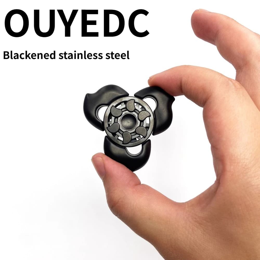 OUYEDC Fidget Spinner a Tre Foglie in Acciaio Inossidabile a Spirale per Decompressione da Scrivania