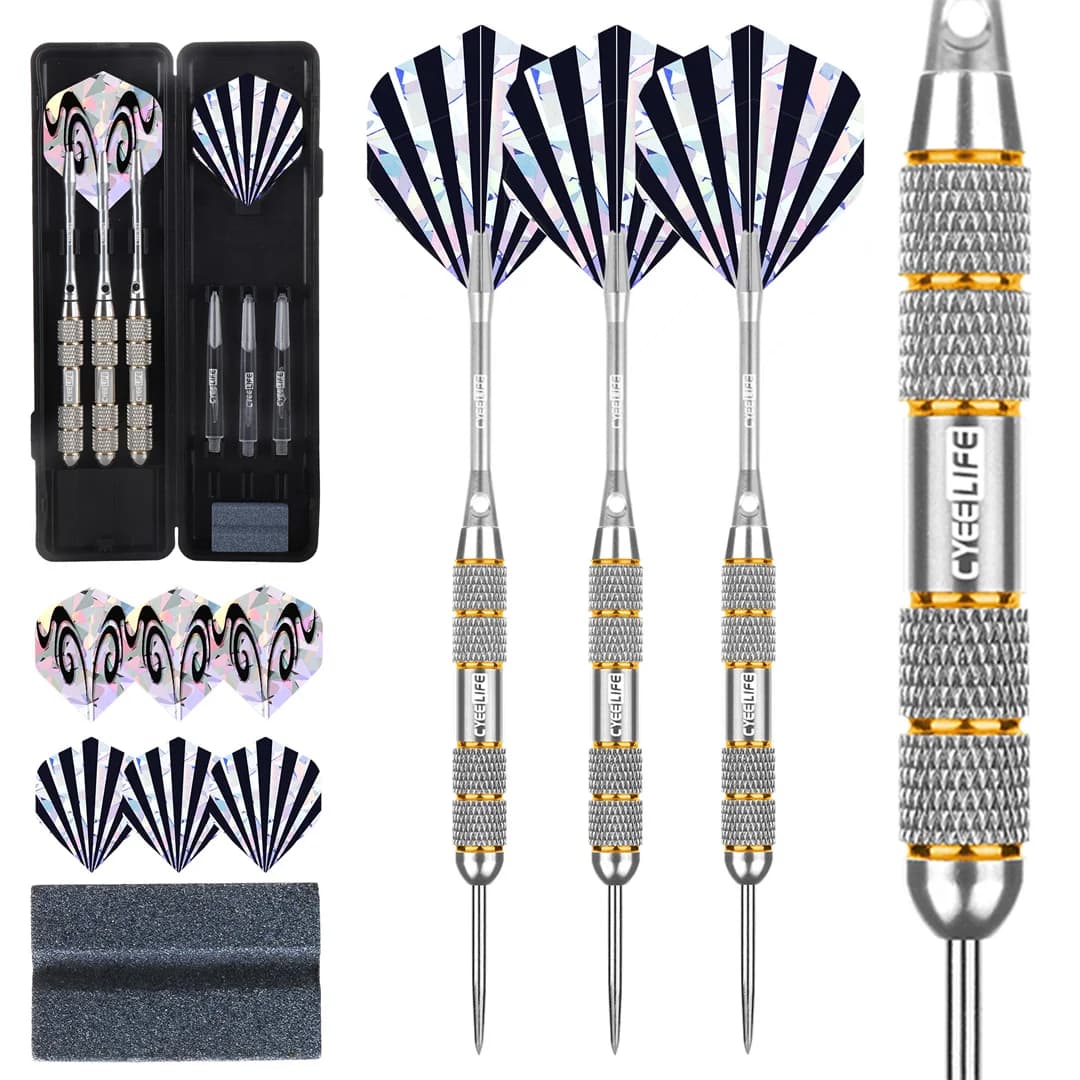 CyeeLife 24g Professional Dart Set 3PCS Steel Tip Darts Flights Anti-Fall Hard Dart Pure copper Dart Flying For Dartboard
