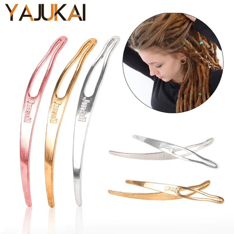 Yajukai Dreadlock Ago Strumenti per l'estensione dei capelli Uncinetto per Dreadlocks Strumenti ad incastro Argento Biondo Ago di bloccaggio facile
