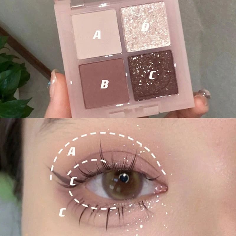 Palettes of opaque and glittered 4 colors, highly pigmented, long-lasting and waterproof, to create a breathtaking eye makeup