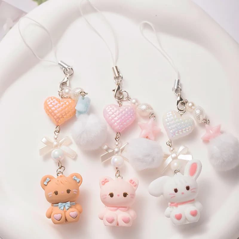 Cordino per telefono con gatto in stile coreano, cinturino alla moda a forma di animale per custodia iPhone, decorazione per zaino, portachiavi, ciondolo per cellulare, regalo per donna