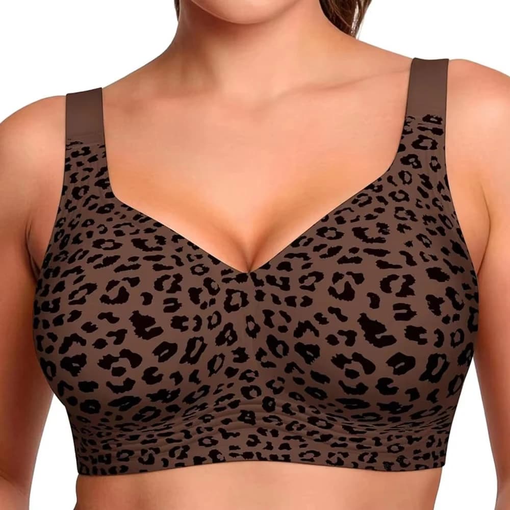 Leopard Jelly Bra Wireless Supportive Bras No Underwire Push Up Full Coverage Seamless Bralette Plus Size Underwear for Women