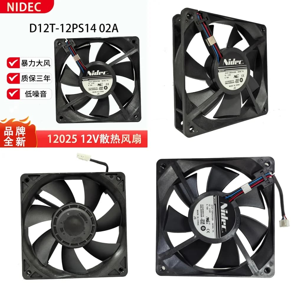 Ventola di Raffreddamento DC ad Alto Flusso d'Aria per NIDEC 12025 12V 0.1A, per Amplificatori, Console di Gioco, Laptop, PC Desktop, Server, Dissipazione del Calore