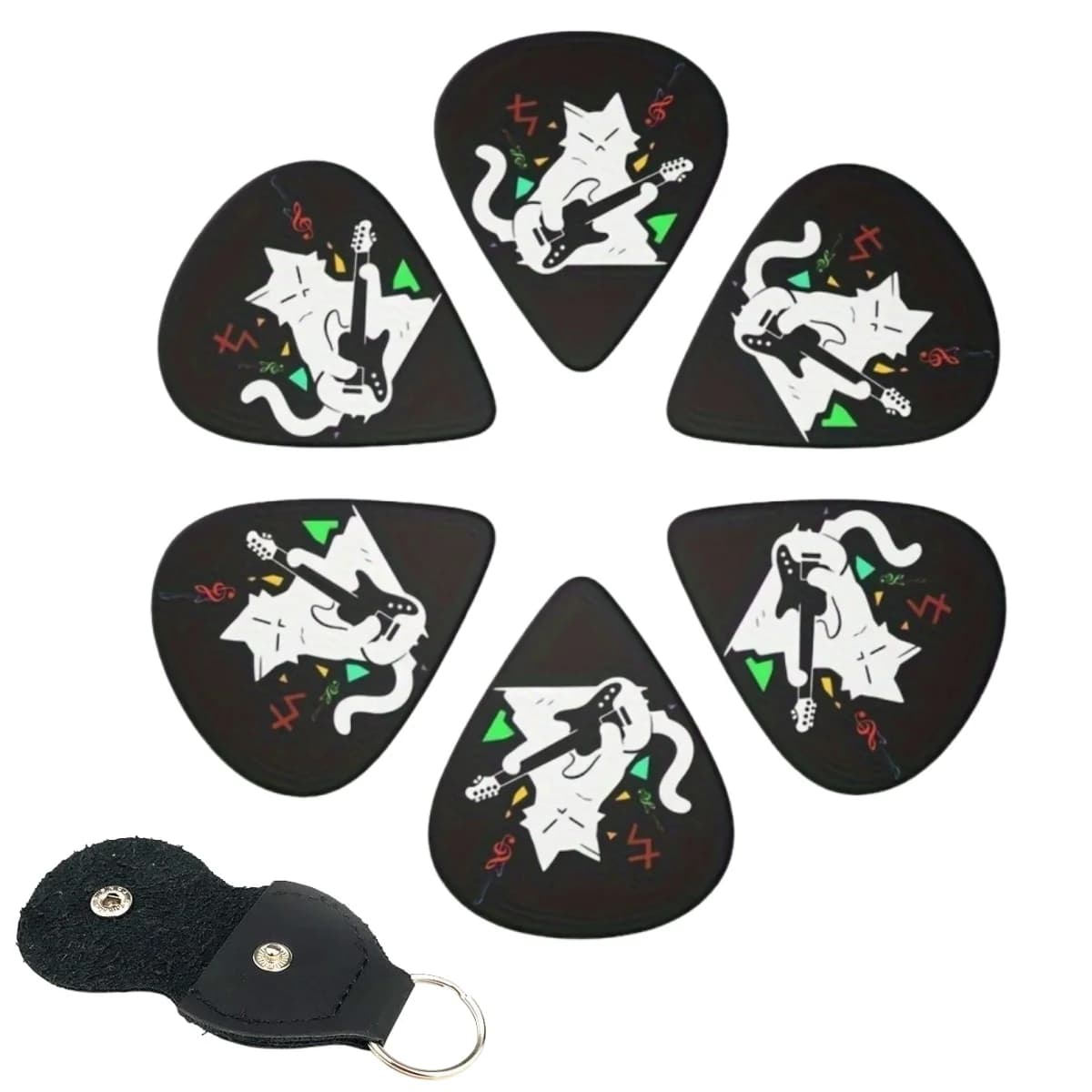 Miwayer 6 plettri per chitarra sonori originali stampati su entrambi i lati, con fondina portachiavi/regalo unico per gli amanti dei bassi, elettrici e della musica