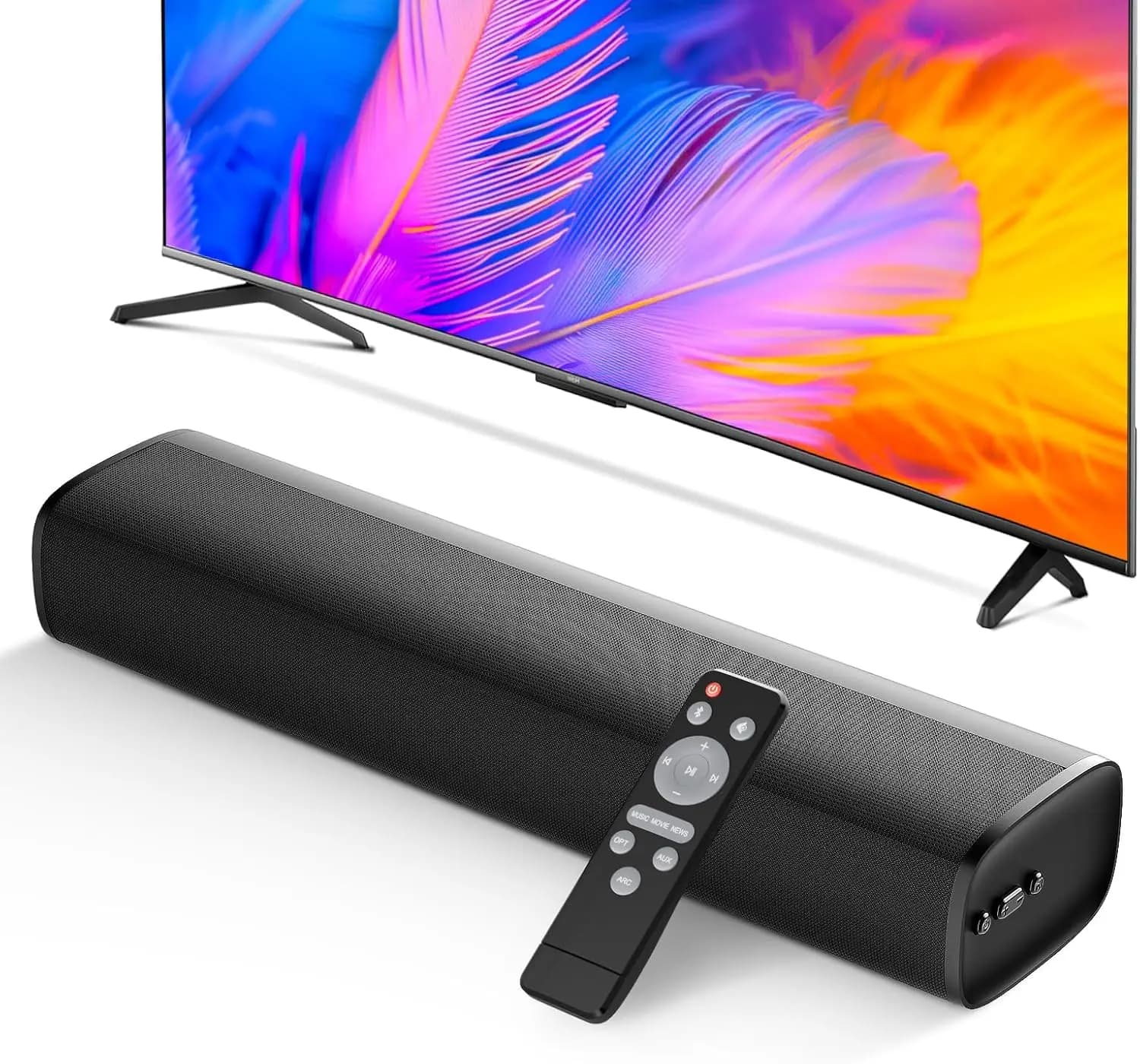 Soundbar Bluetooth 5.3 da 50W per Smart TV con ARC/Ottico/AUX, Audio Surround per Home Theater, PC, Gaming