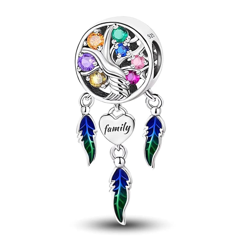 925 Sterling Silver Blue Family Tree Dream Catcher Net Charms Beads Fit Original Bracelet Bangle Hot Sale DIY Jewelry Gifts