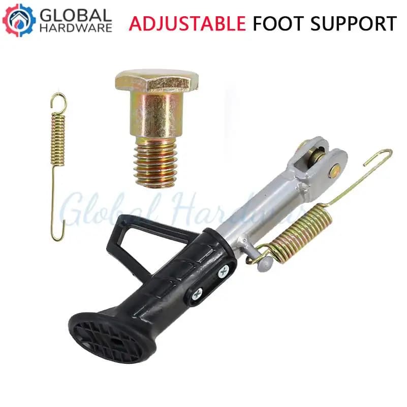 Motorcycle Side Parking Foot Support Metal and Nylon Anti Slip Tripod Holder for Adjustable foot support black and white