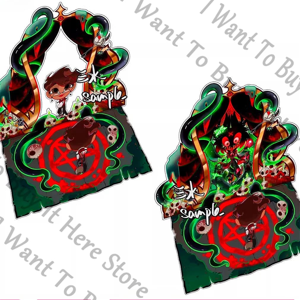Anime Hazbin Hotel Alastor Cosplay Specchio a riflessione con personaggio dei cartoni animati, Insegna da terra in acrilico, Figura indicativa, Regalo