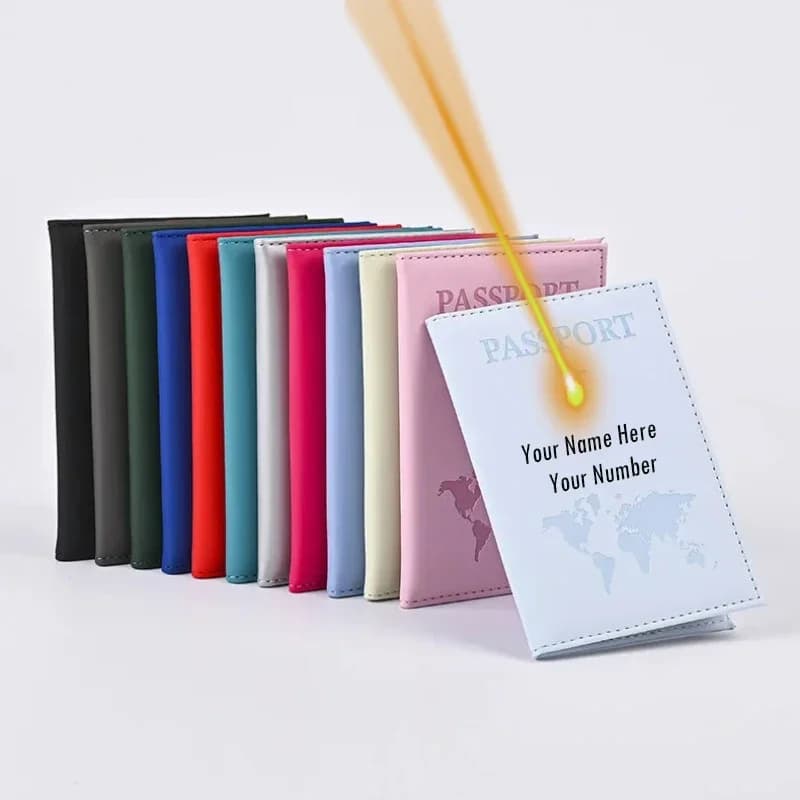 Porta passaporto piccolo mini in pelle PU con nome personalizzato per custodia porta biglietti da visita con nome personalizzato sottile da viaggio