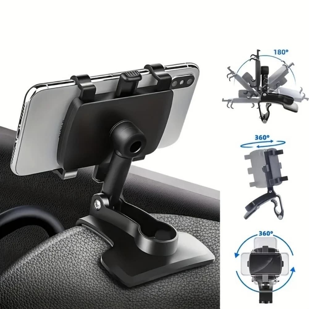 Universale 360 ° Supporto per Telefono da Auto Girevole per Cruscotto, Impugnatura Stabile per Smartphone da 4-7 Pollici, Supporto per Navigazione Auto
