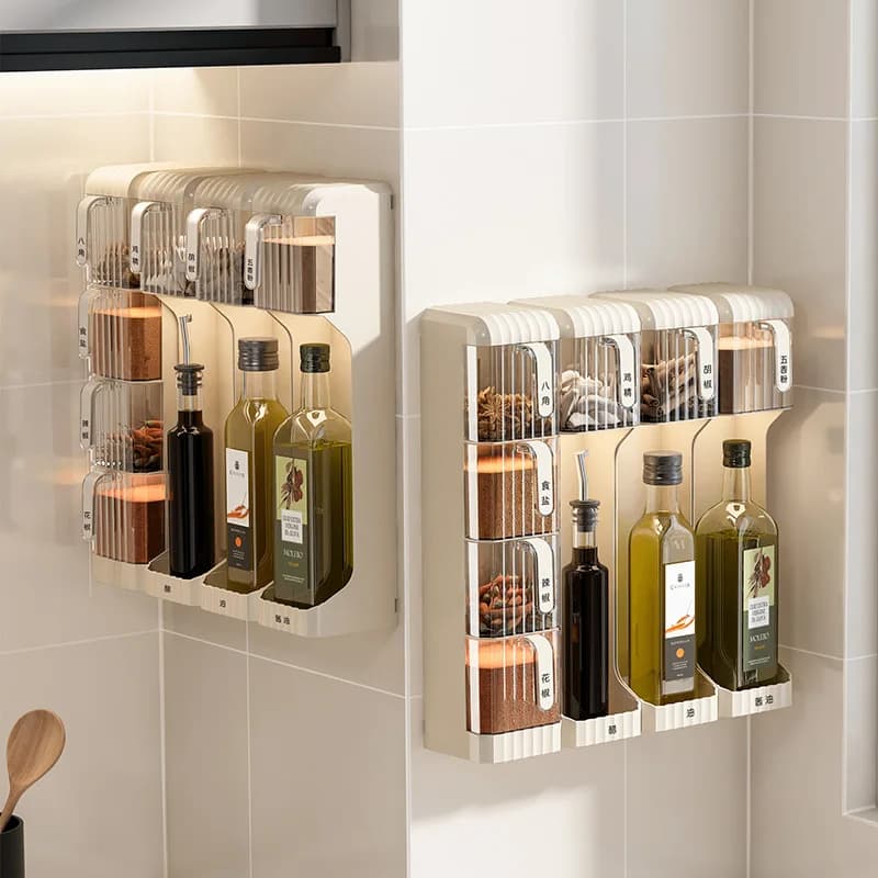 Set di scatole per aromi in plastica a parete set di contenitori per aromi sigillati da cucina senza perforazione
