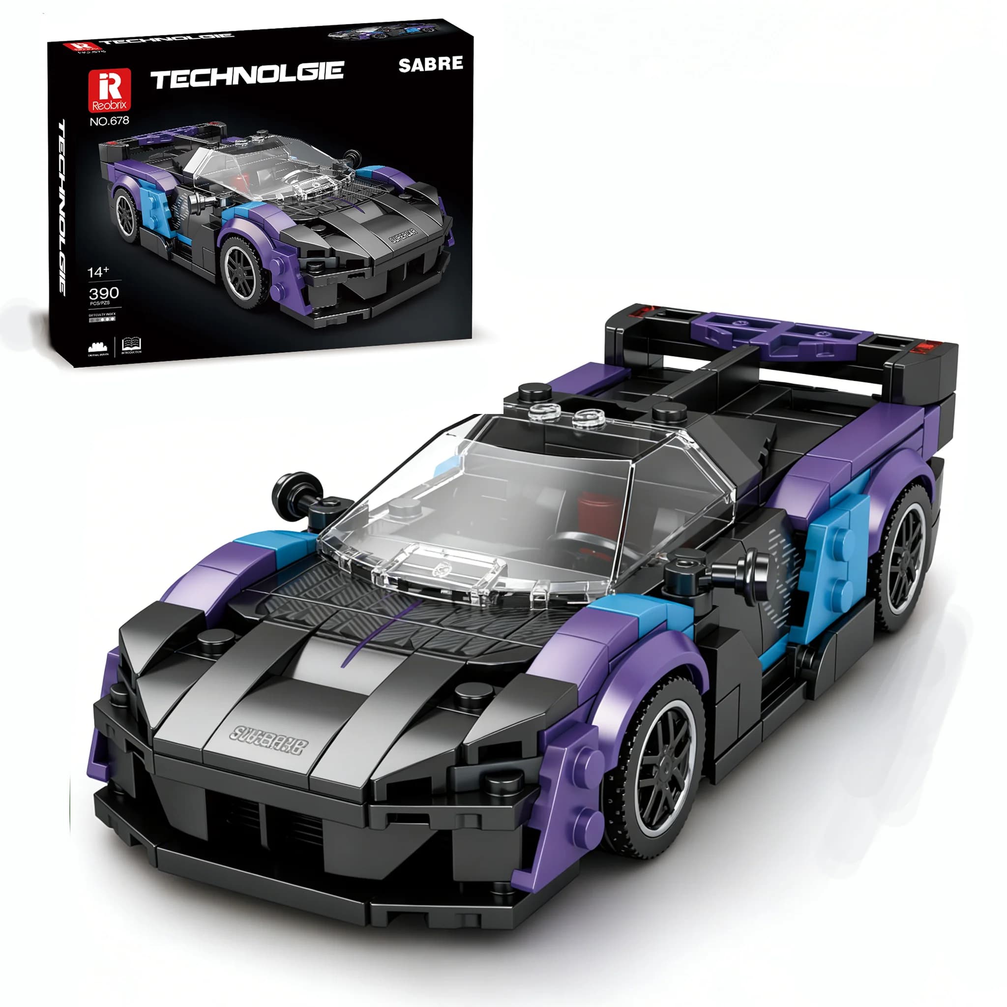 Set di blocchi da costruzione Reobrix SABRE Supercar, kit modello di auto da corsa fai da te, regalo ideale per ragazzi, adolescenti e amanti delle auto sportive