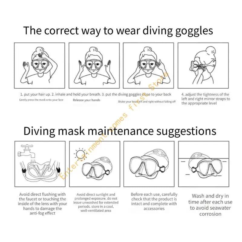 Underwater Snorkeling Mask and Tube Set for Pool Practice and Travel 55KD