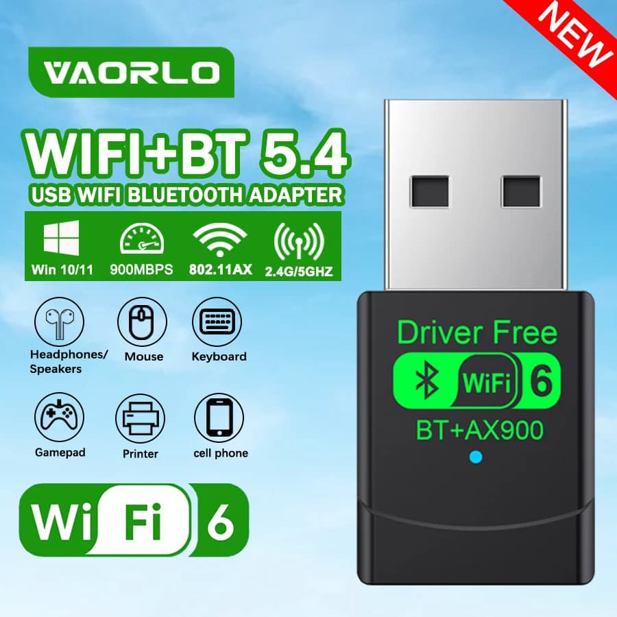 Adattatore USB Bluetooth 5.4 2 in 1 + scheda di rete wireless WIFI 6 (2,4 G e 5 GHz) Ricevitore dual band per PC/laptop Win 10/11 Driver gratuito MU-MIMO Connessione multi-dispositivo per cuffie e altoparlanti