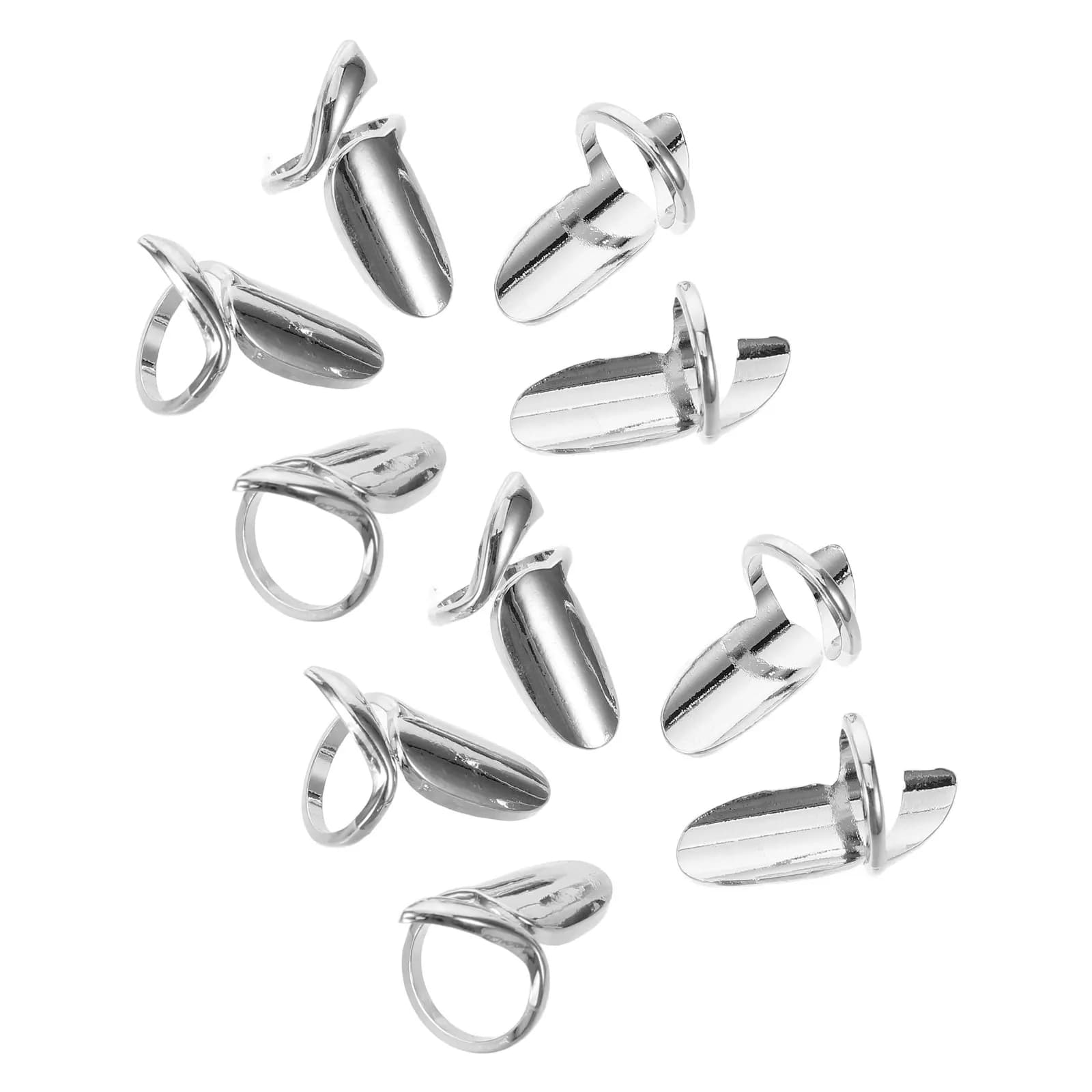 10Pcs Fingernail Guard Rings Adjustable Removable Protective Nail Caps for Women Retro Alloy Nail Art Accessories Vintage Finger